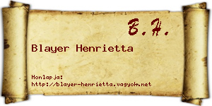 Blayer Henrietta névjegykártya